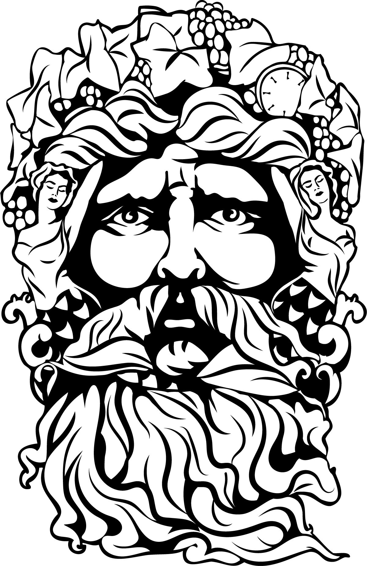 Face of Bacchus, emblem of Les Bains Guerbois